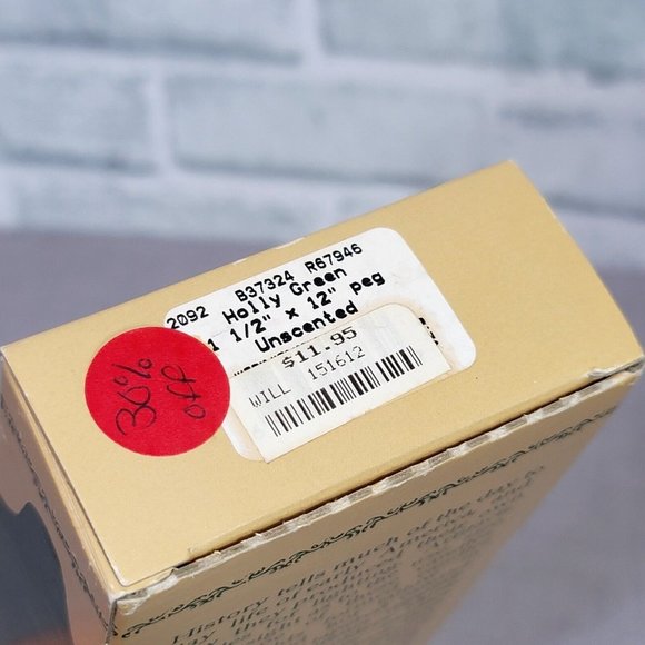 Vintage 90s Williamsburg Soap & Candle Plantation NEW Unscented 12" Holly Green - Picture 4 of 7